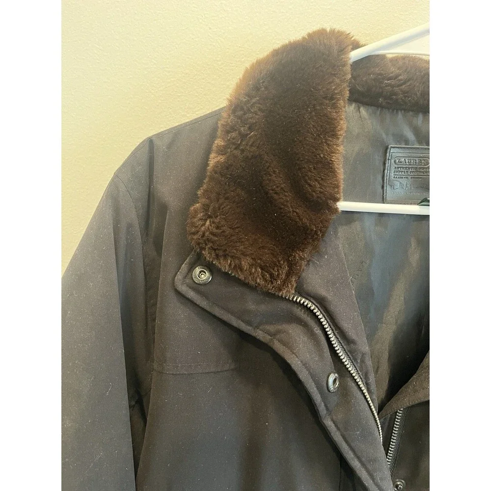 Ralph Lauren Polo LRL Annex Faux Fur-Trimmed Down Parka Ski Jacket Black Sz M